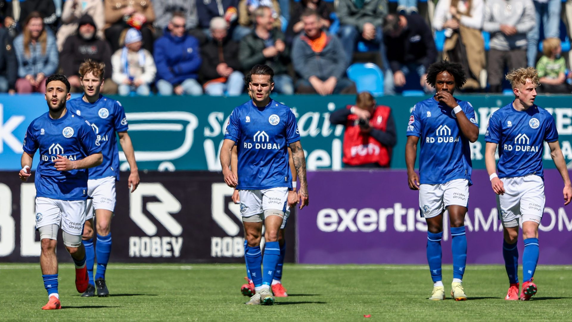 DEN BOSCH,06-04-2025,Stadium De Vliert,season 2024/2025 Dutch Football Keuken Kampioen Divisie, FC Den Bosch players  celebrating the goal during the match Den Bosch - Eindhoven