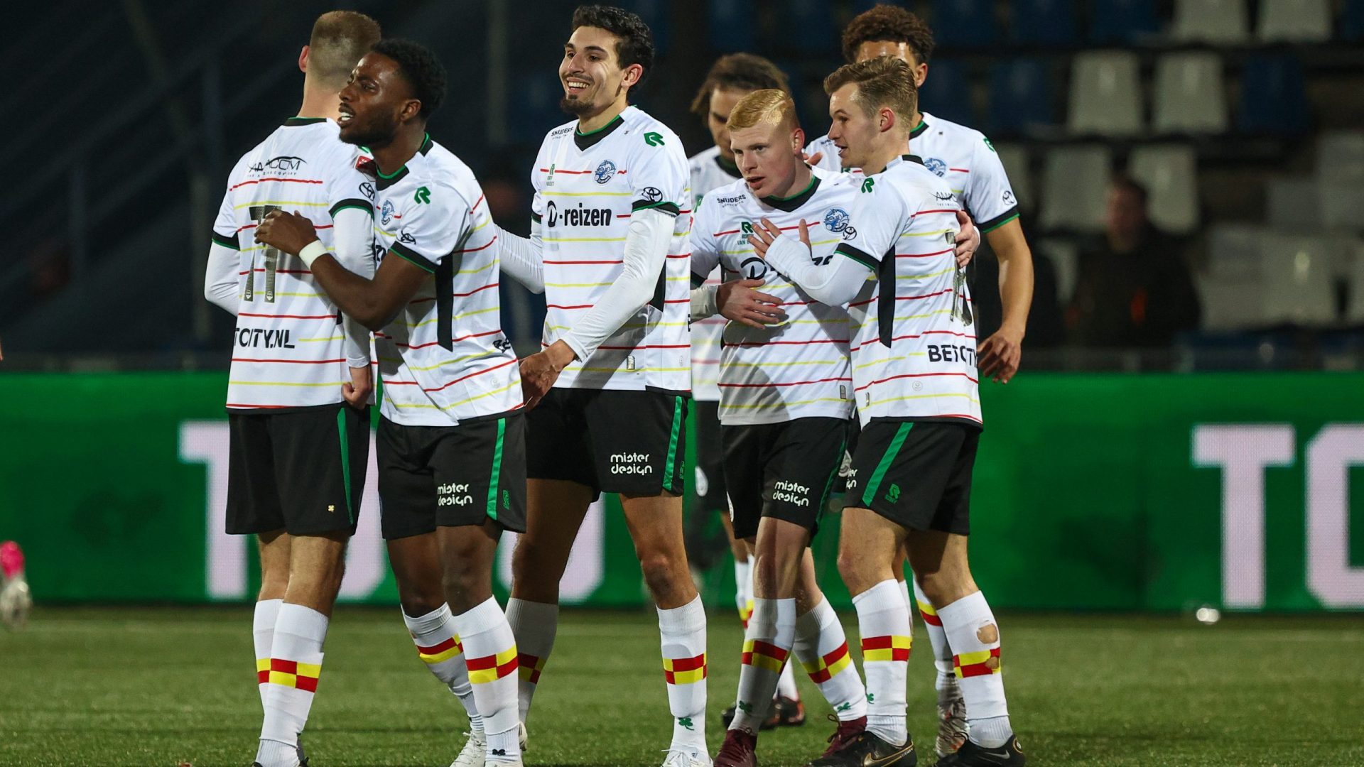 DEN BOSCH,10-02-2023,Stadium De Vliert,Dutch Football Keuken Kampioen Divisie season 2022 / 2023,FC Den Bosch players  celebrating the goal (4-2) during the match Den Bosch - Jong Ajax